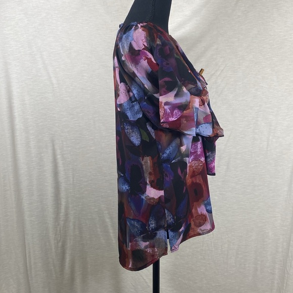 Cupio Women’s Floral Blouse Small Ruffles Long Sleeve High Low Whimsigoth - Picture 4 of 13